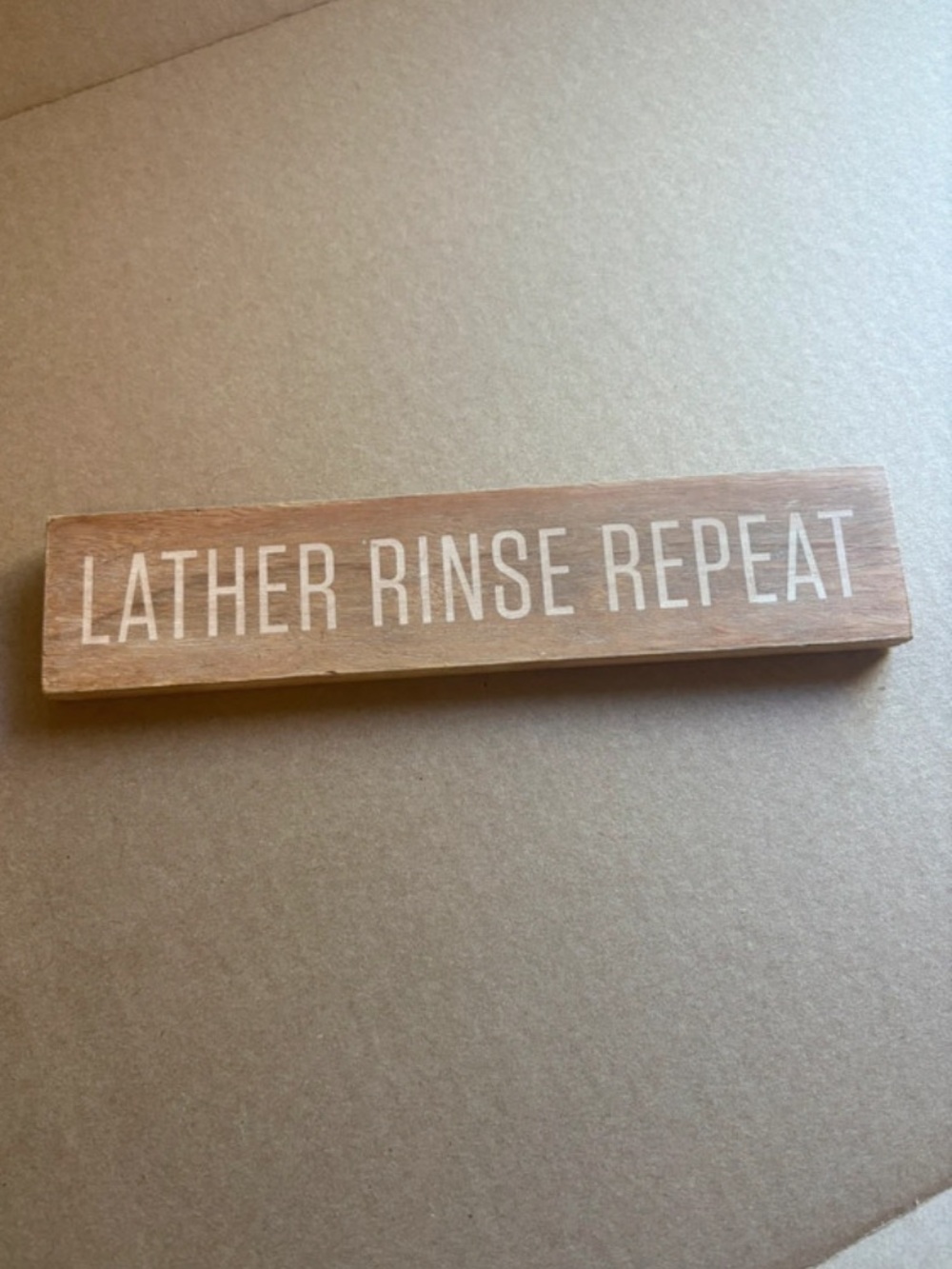 Hearth & Hand Lather Rinse Repeat Wood Wall Sign - Natural Wood Finish